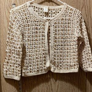 Elegant Cream Open-Knit Cardigan